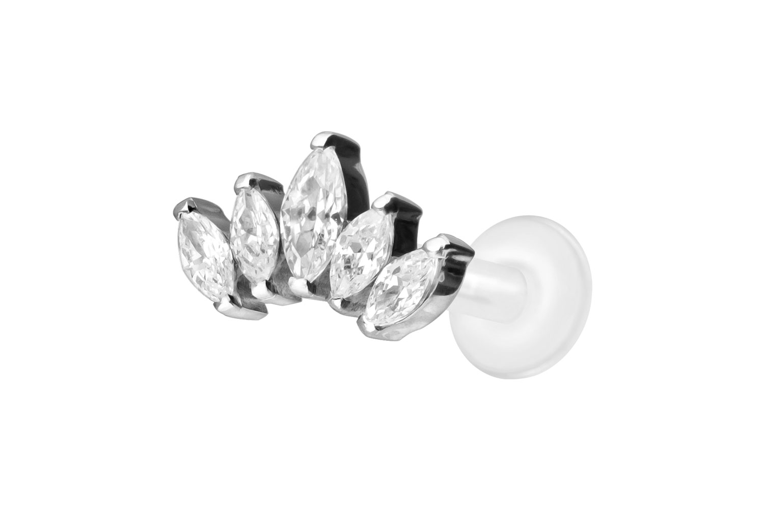 PTFE Labret Piercing mit Innengewinde + Titan-Aufsatz LOTUSBLÜTE